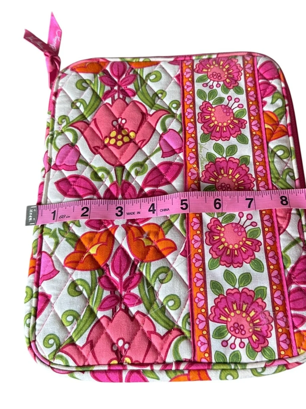 Vera Bradley Quilted Tablet iPad Sleeve Pouch Folkloric Pink Orange Floral NWOT